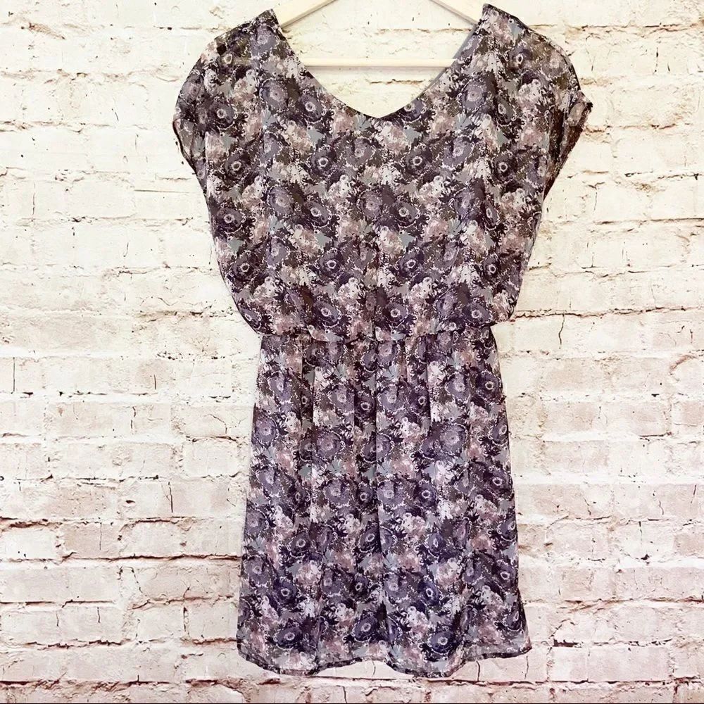 Lush floral chiffon blouson dress